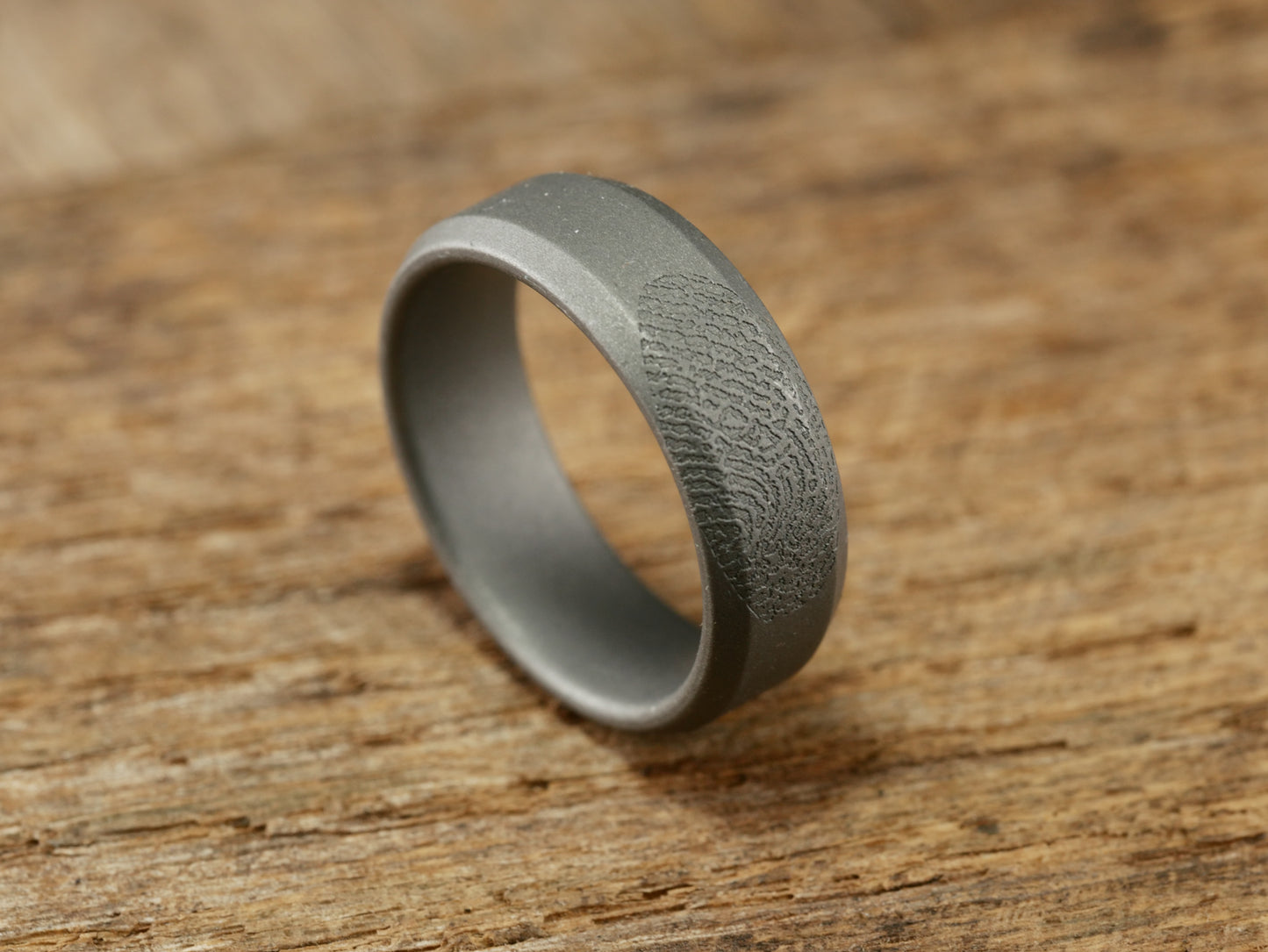Imprint - Custom Fingerprint Ring - Stonewashed Titanium