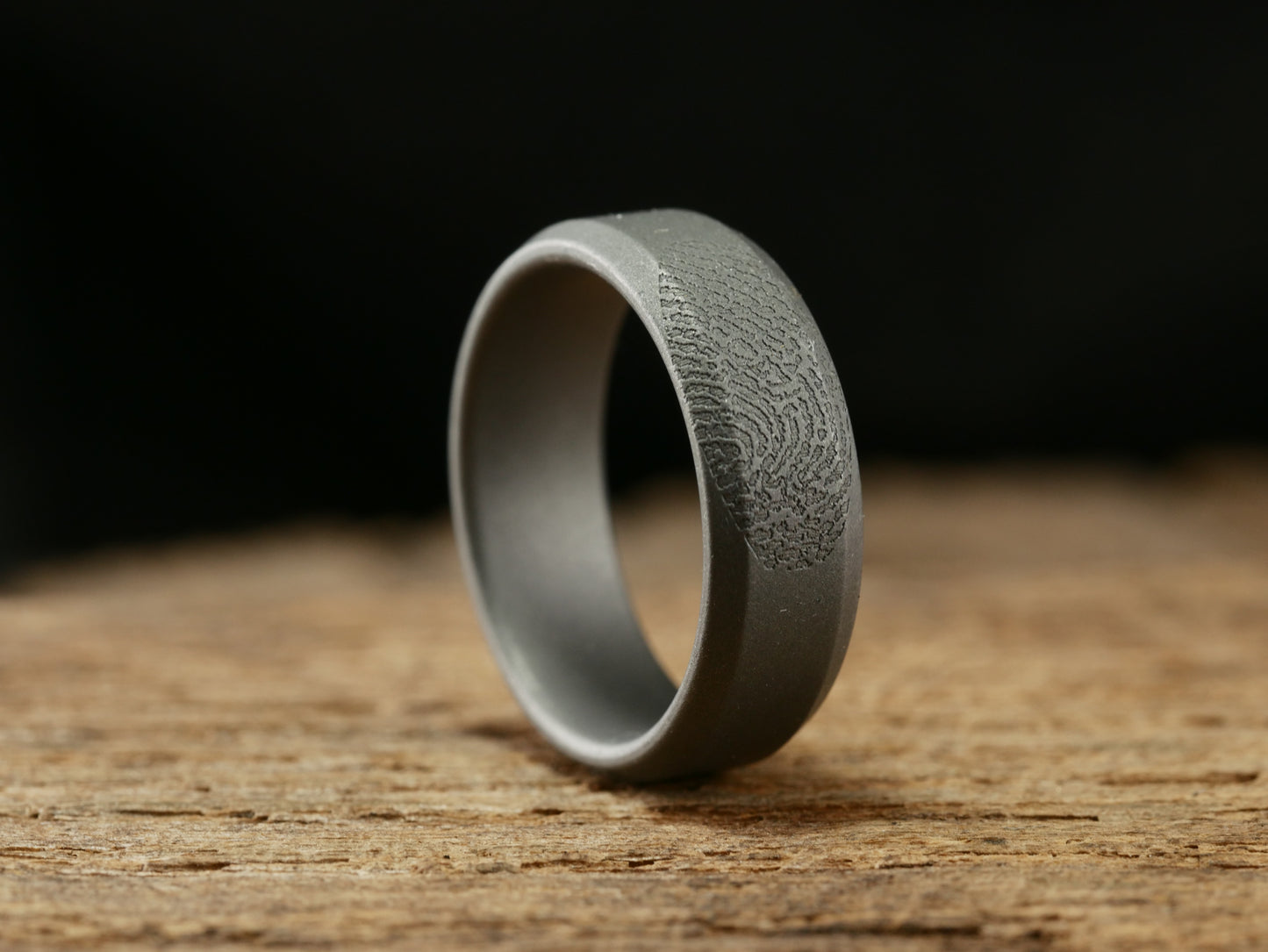 Imprint - Custom Fingerprint Ring - Stonewashed Titanium