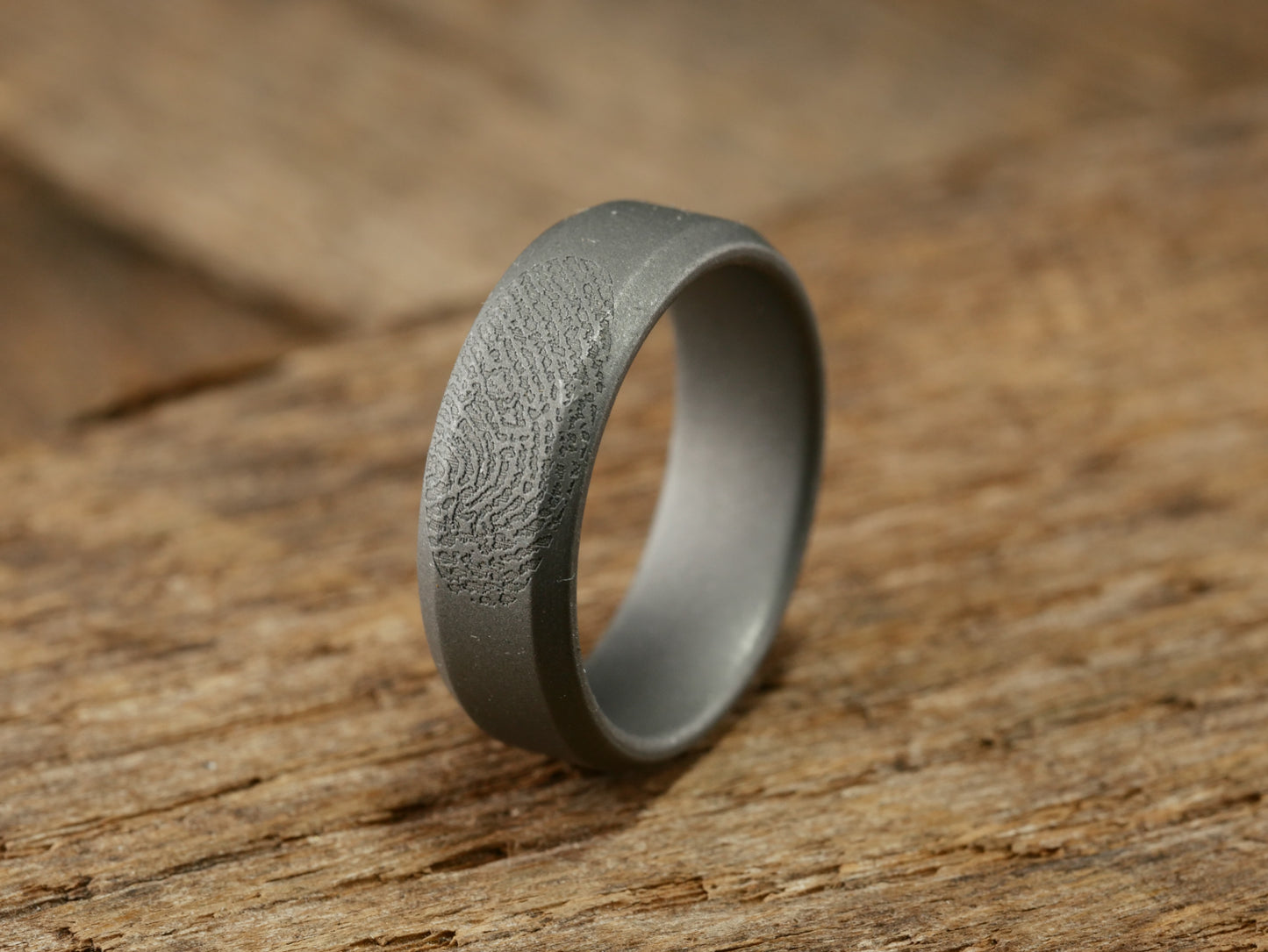 Imprint - Custom Fingerprint Ring - Stonewashed Titanium
