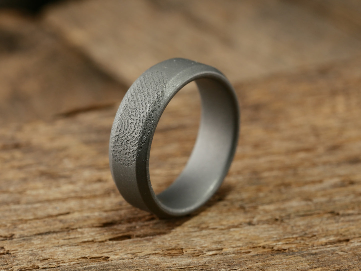 Imprint - Custom Fingerprint Ring - Stonewashed Titanium