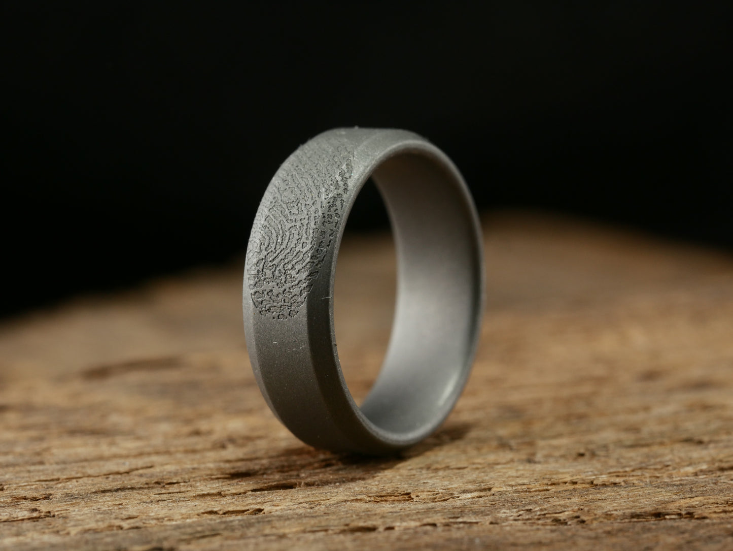 Imprint - Custom Fingerprint Ring - Stonewashed Titanium