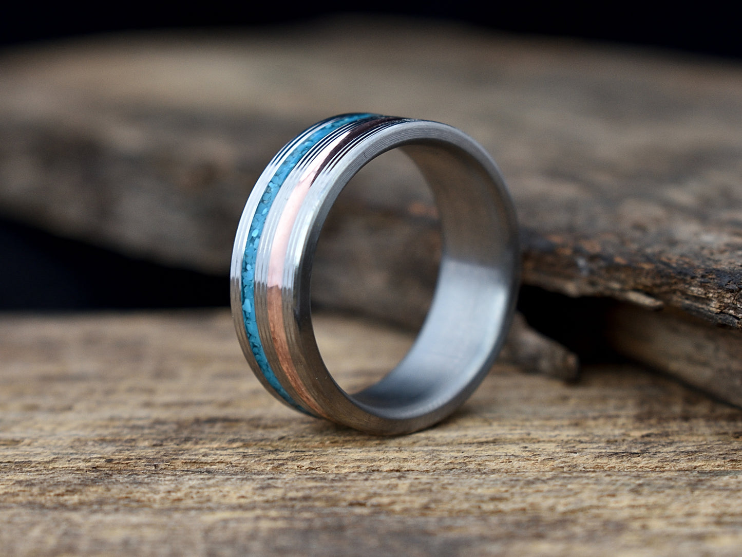 Paradox - Copper and Turquoise Inlay Men's Ring