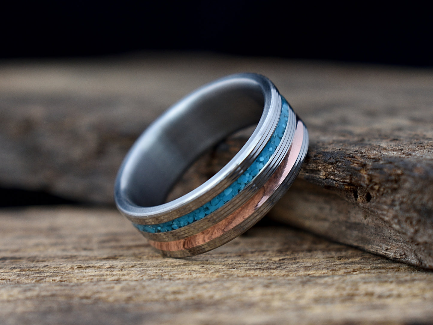 Paradox - Copper and Turquoise Inlay Men's Ring