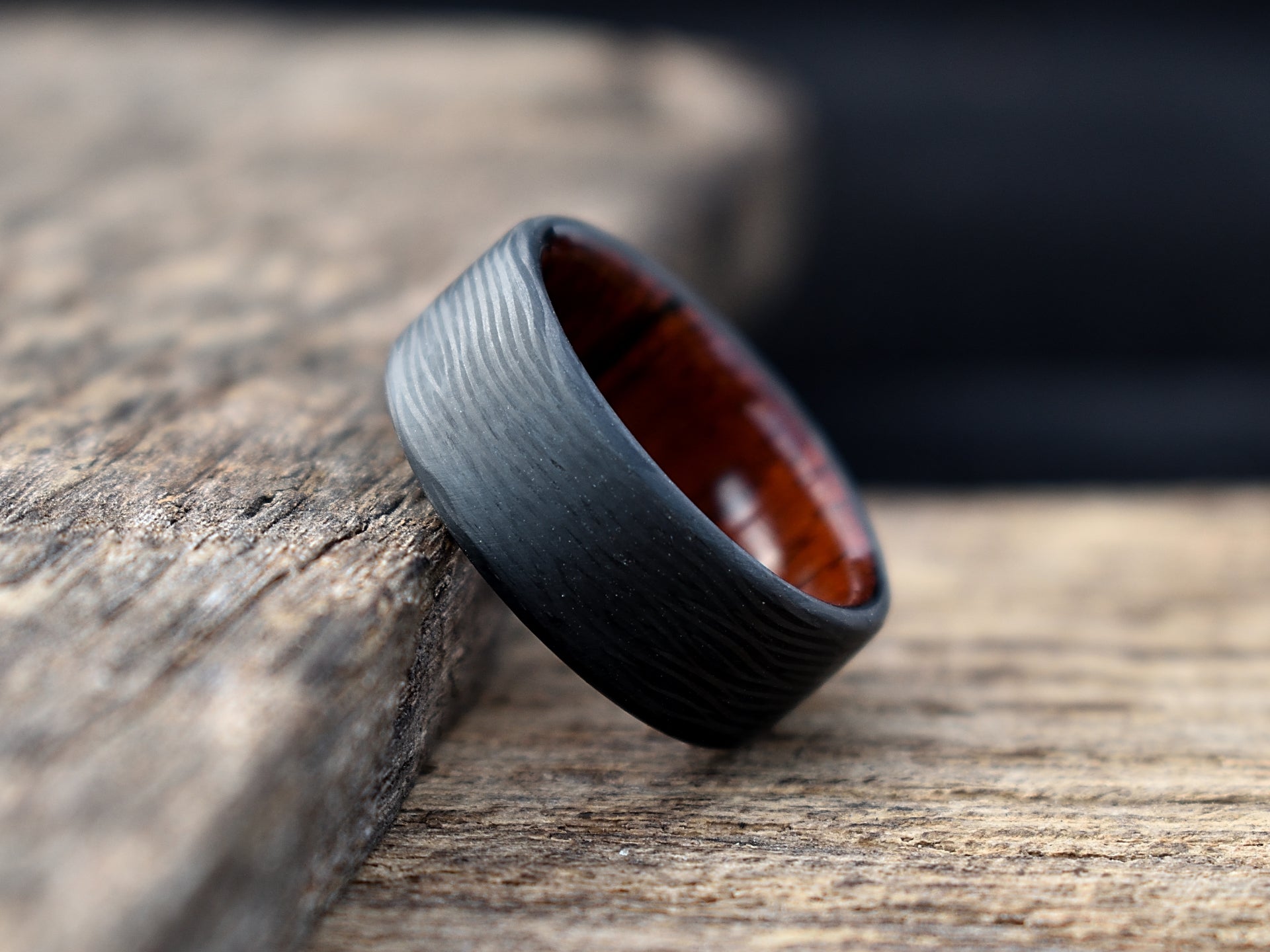 Carbon Fiber and Cocobolo Wood Men's Wedding Band