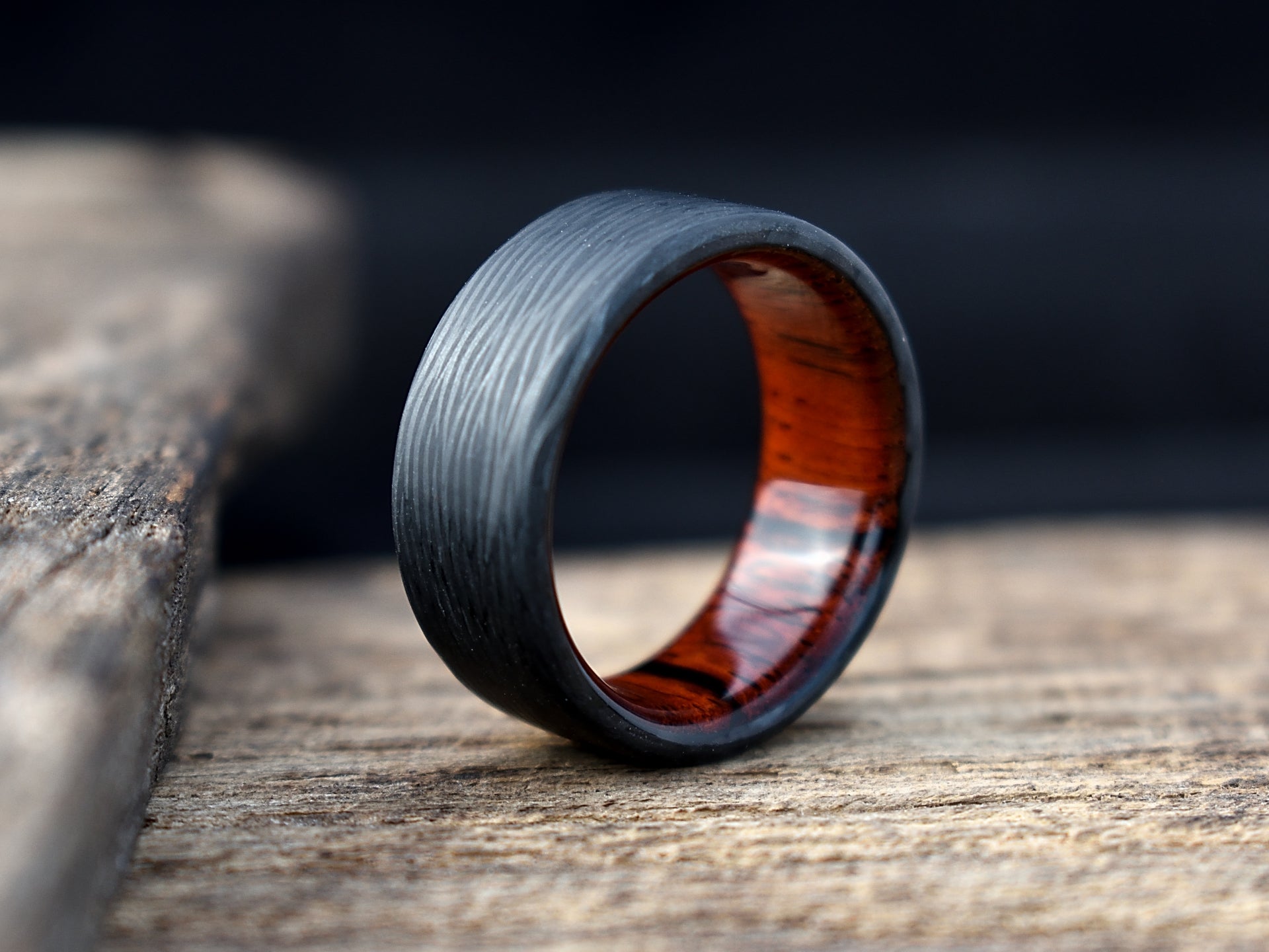 Carbon Fiber and Cocobolo Wood Men's Wedding Band