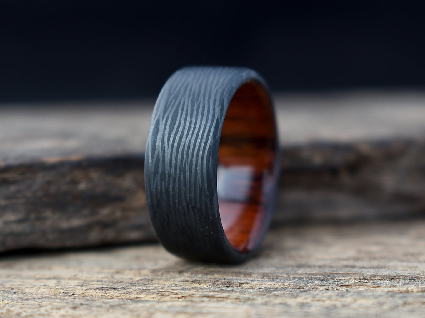 Carbon Fiber and Cocobolo Wood Men's Wedding Band