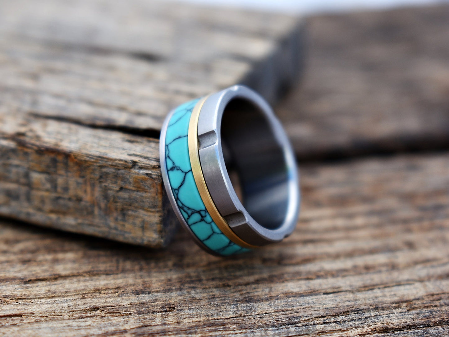 Outlaw - Titanium Brass and Stone Ring