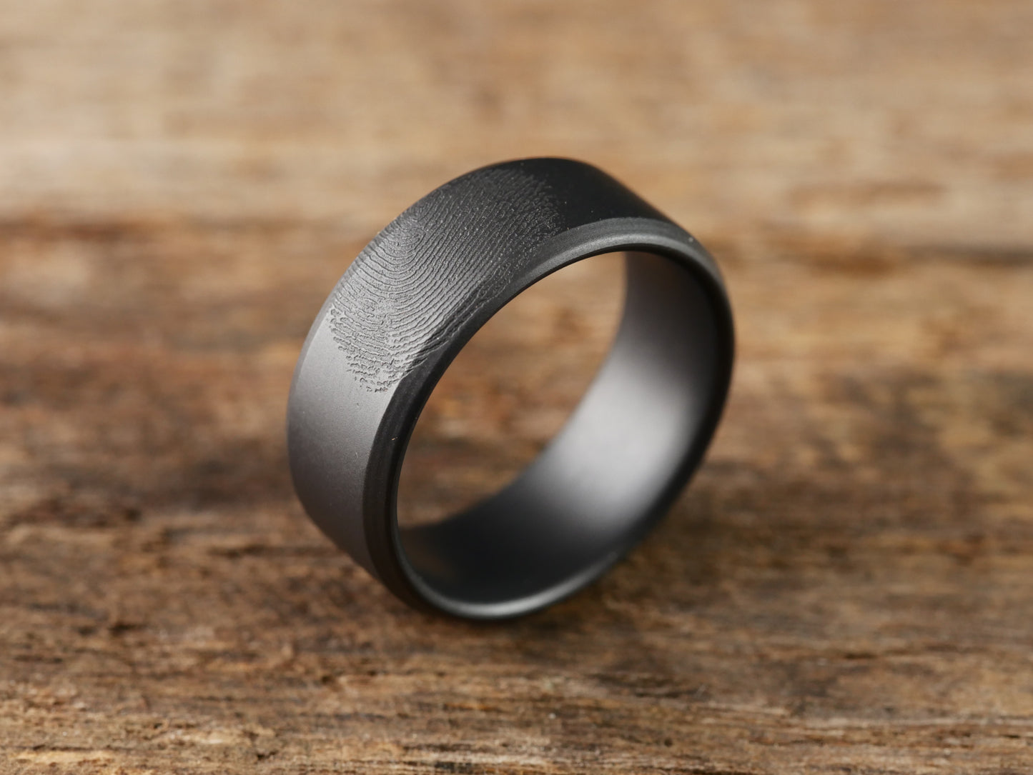 Imprint - Custom Fingerprint Ring - Matte Black Titanium