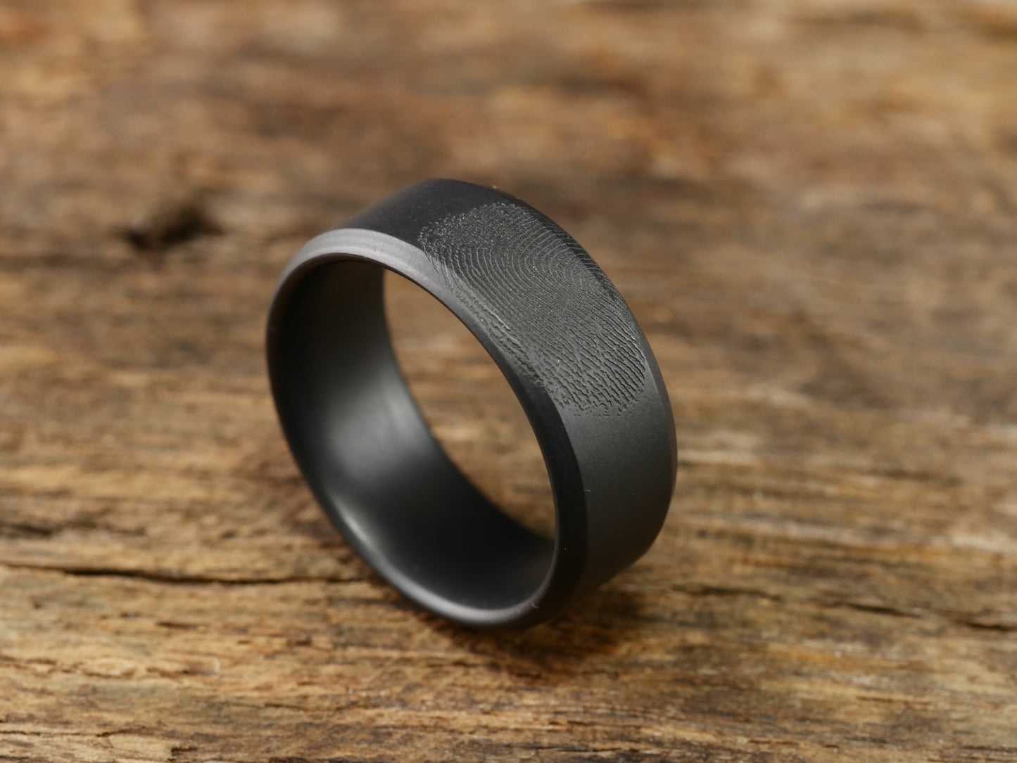 Imprint - Custom Fingerprint Ring - Matte Black Titanium