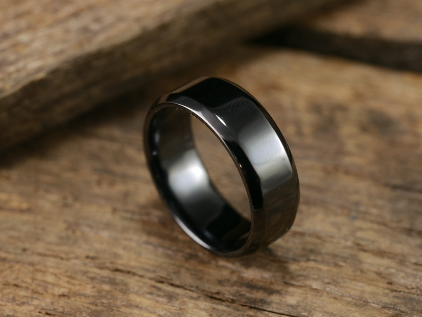 Polished Black Titanium Men's Wedding Band