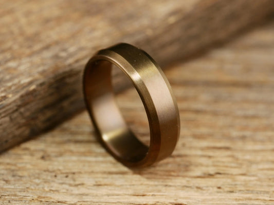 Singularity - Burnt Bronze Patina Titanium Ring-With Chamfer