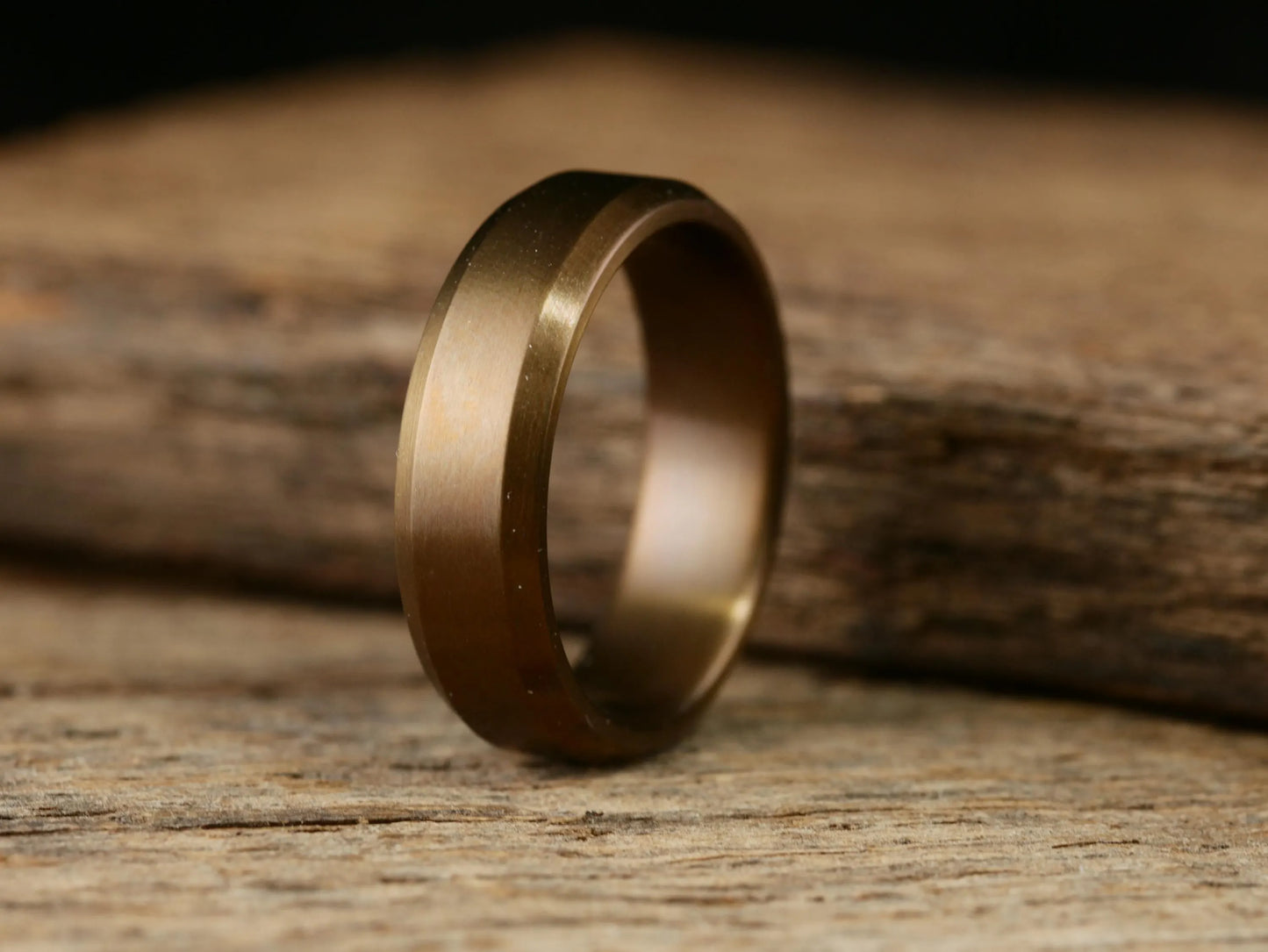 Singularity - Burnt Bronze Patina Titanium Ring-With Chamfer