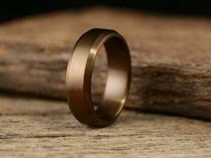 Singularity - Burnt Bronze Patina Titanium Ring-With Chamfer