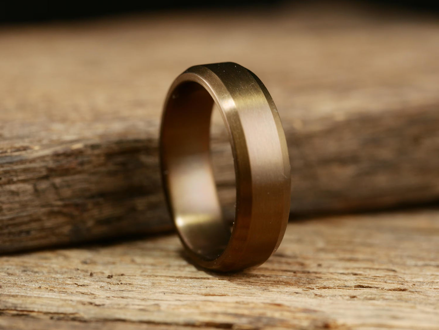 Singularity - Burnt Bronze Patina Titanium Ring-With Chamfer