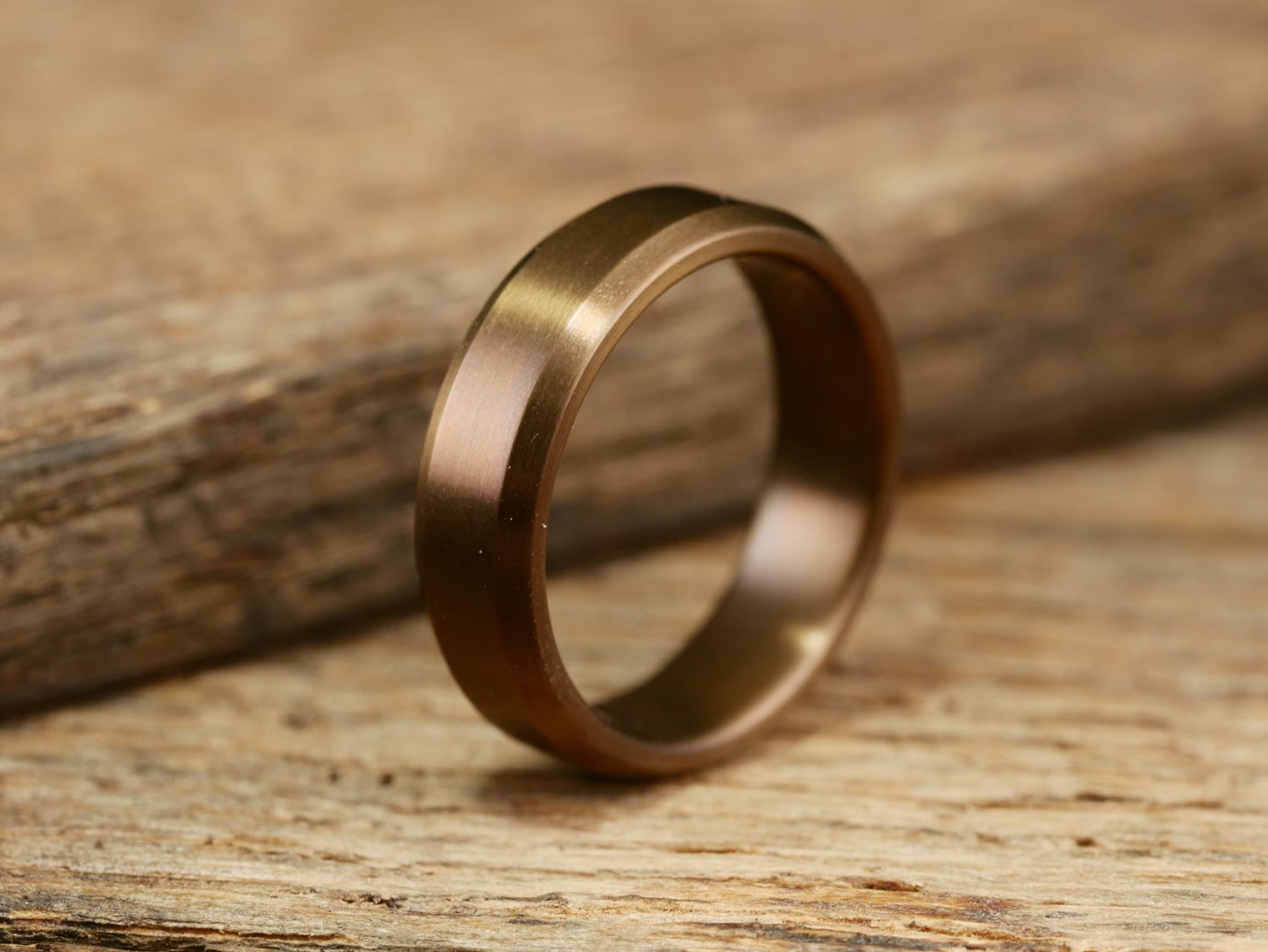 Singularity - Burnt Bronze Patina Titanium Ring-With Chamfer