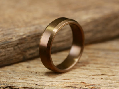 Singularity - Burnt Bronze Patina Titanium Ring-With Chamfer