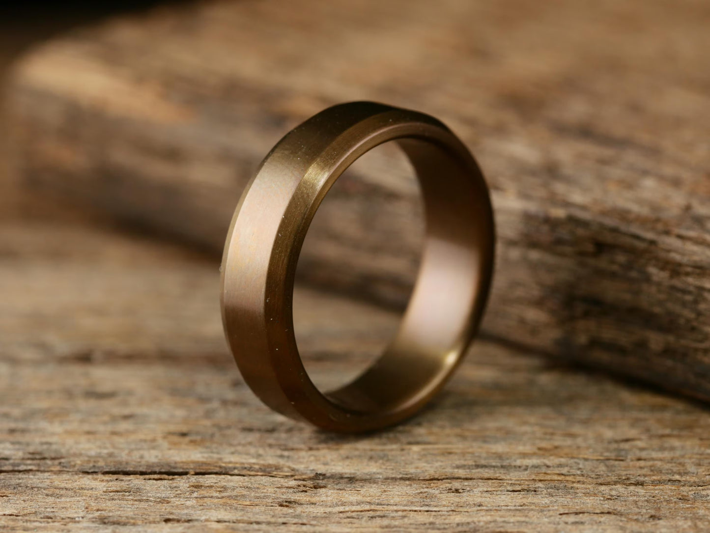 Singularity - Burnt Bronze Patina Titanium Ring-With Chamfer