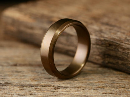 Singularity - Burnt Bronze Patina Titanium Ring-With Chamfer