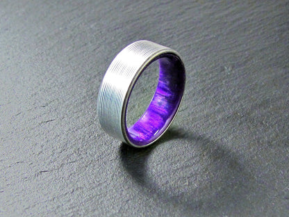 Titanium and purple resin mens ring