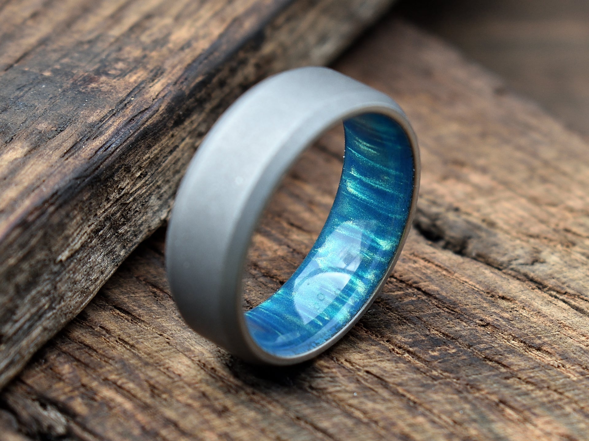 Resin and Titanium Men's Wedding Band | Acrylic and Metal Ring