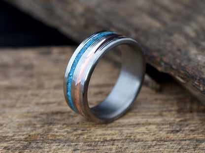 Paradox - Copper and Turquoise Inlay Men's Ring