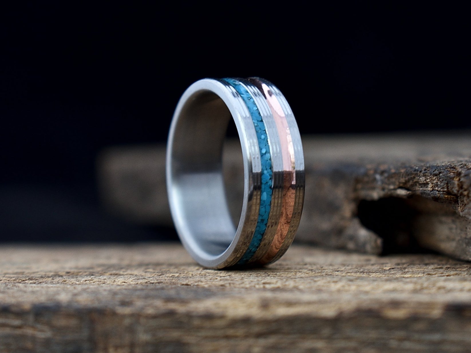Paradox - Copper and Turquoise Inlay Men's Ring – Richter Scale Rings