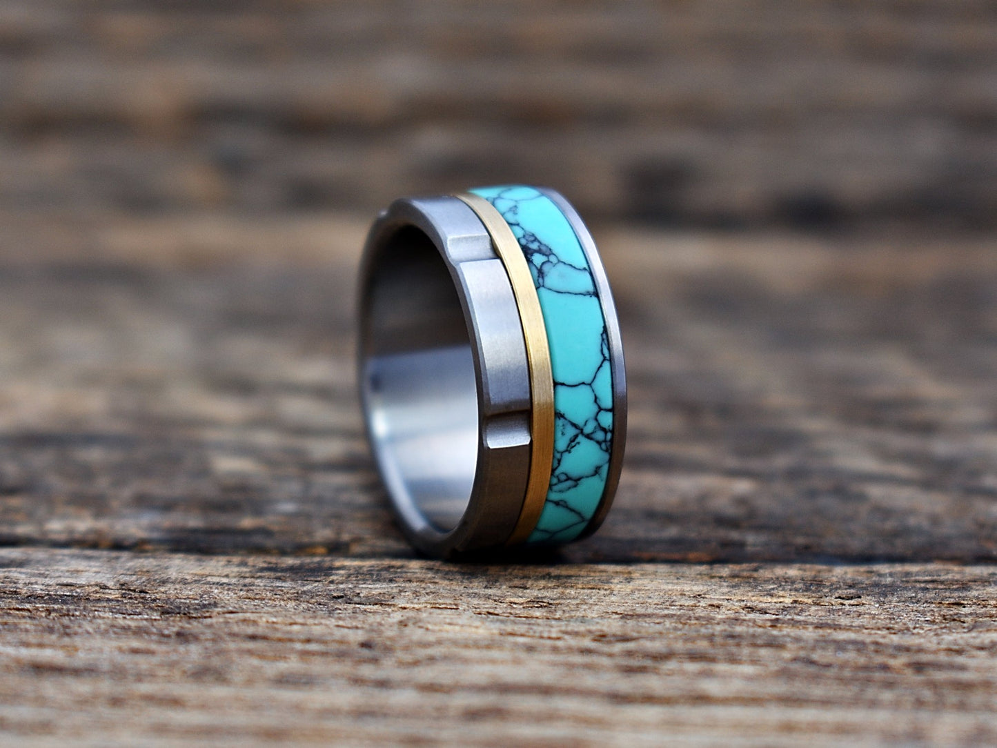 Outlaw - Titanium Brass and Stone Ring