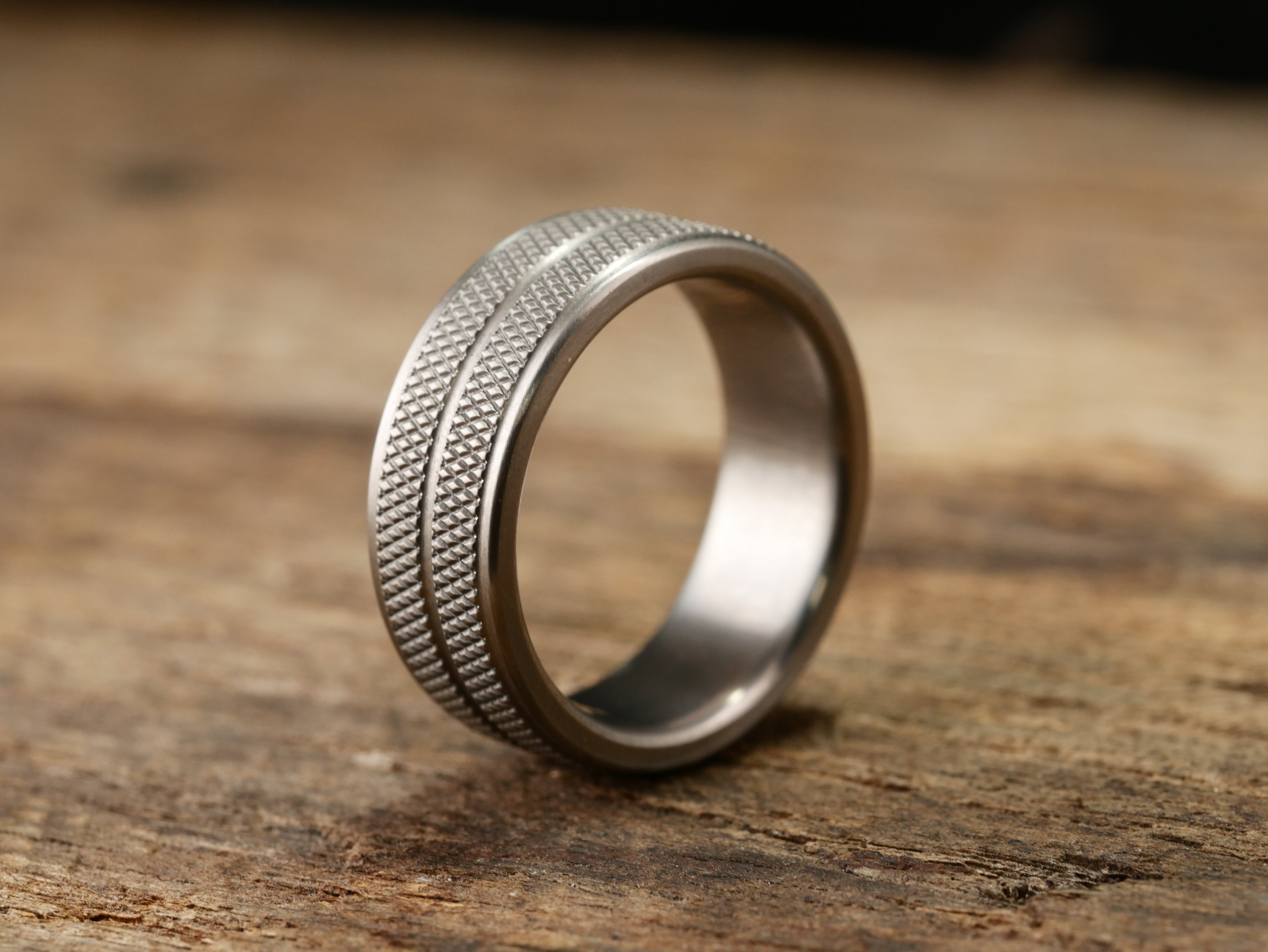 Burnt titanium online ring