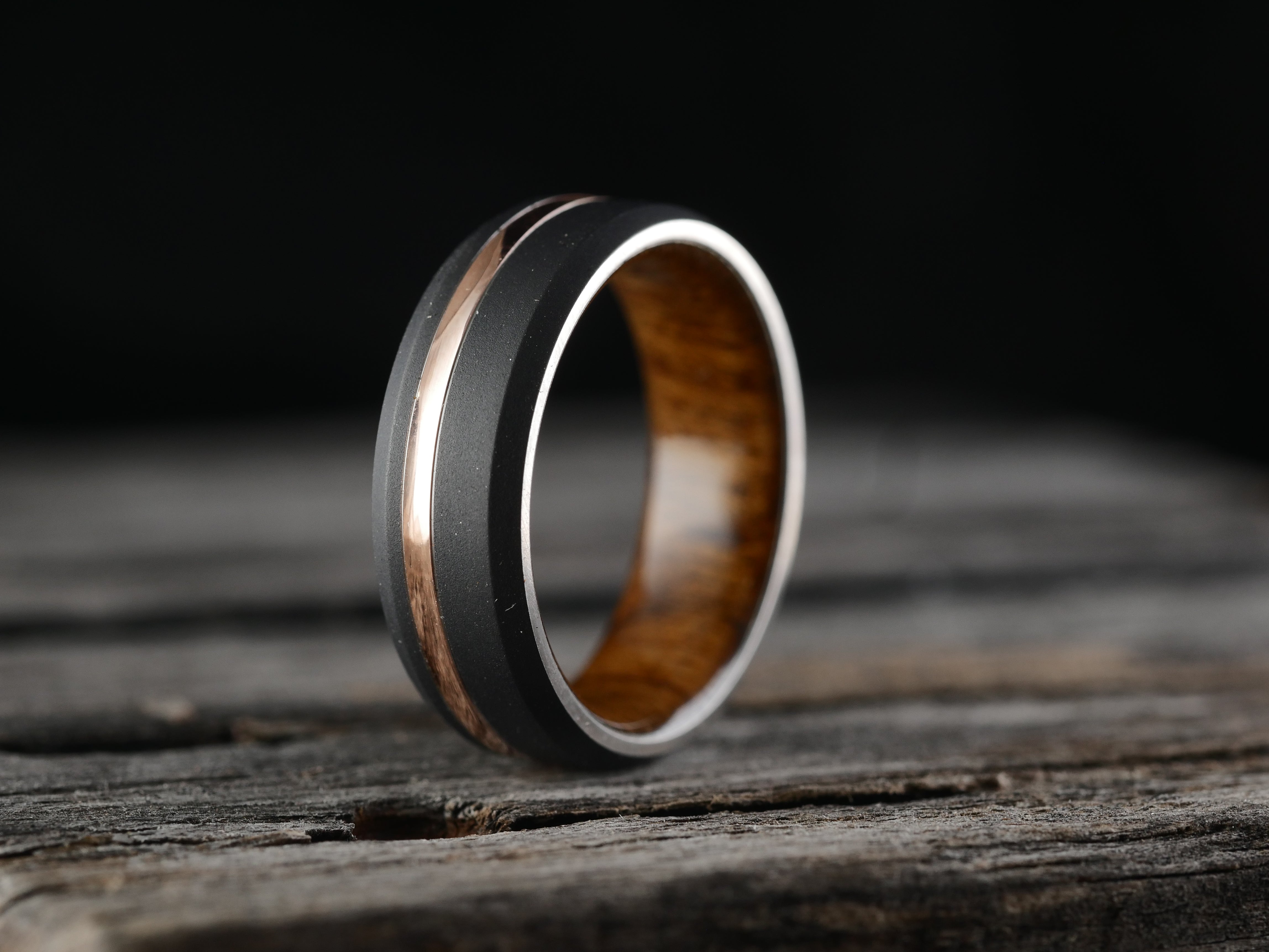 Black and gold store titanium wedding bands