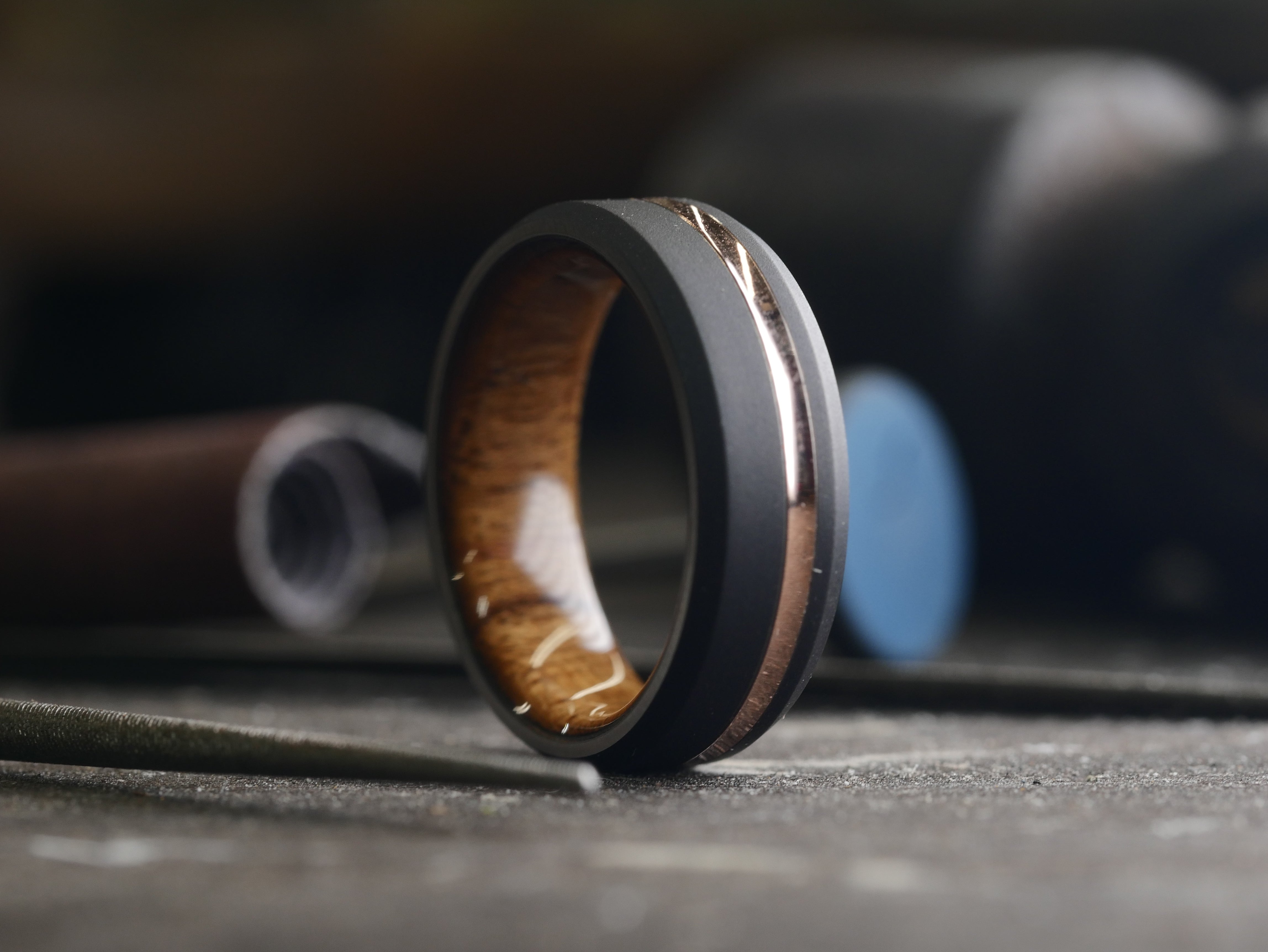 Titanium and rose gold deals mens ring